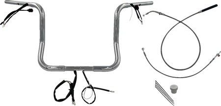 FBI 1-1/4" Round Top Pre-Wired Handlebars for 24-25 FLHX, 25 FLHXU, 23-25 FLHXSE - Chrome / 14"