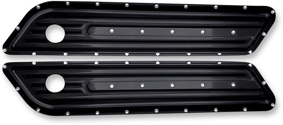 Covingtons Customs Dimpled Black Saddlebag Hinge Latch Covers Harley 14-19