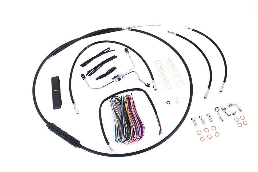 V-Twin 36-1601 15"-17" Handlebar Cable Brake Line Kit Harley FLH/T w/o ABS 08-13