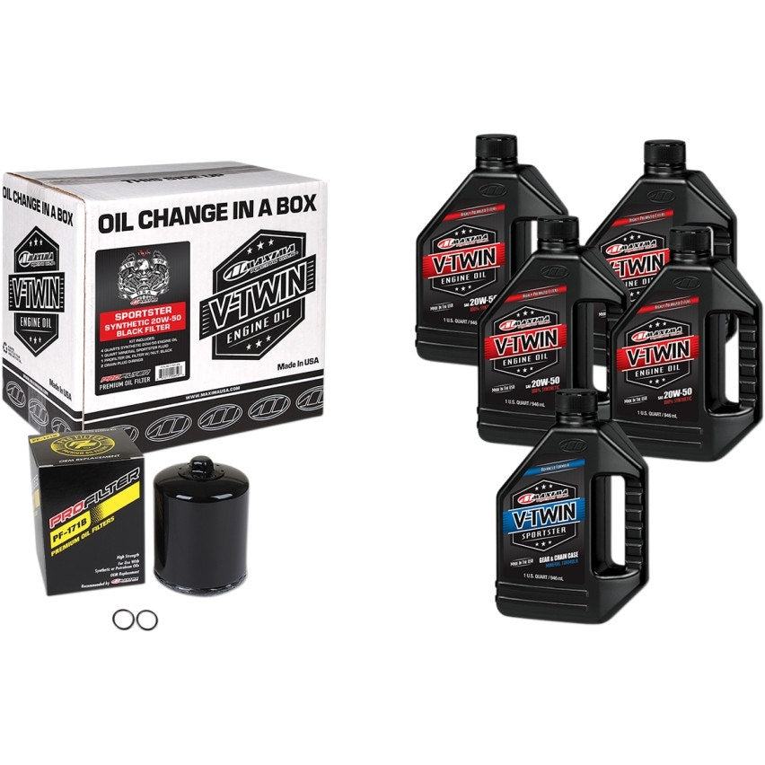 Maxima 90-119015PC Synthetic Oil Change Kit w/ Chrome Filter H-D Sportster 86-19