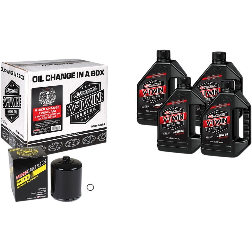 Maxima 90-119014PB Synthetic Oil Change Kit w/ Black Filter H-D Twin Cam 99-17