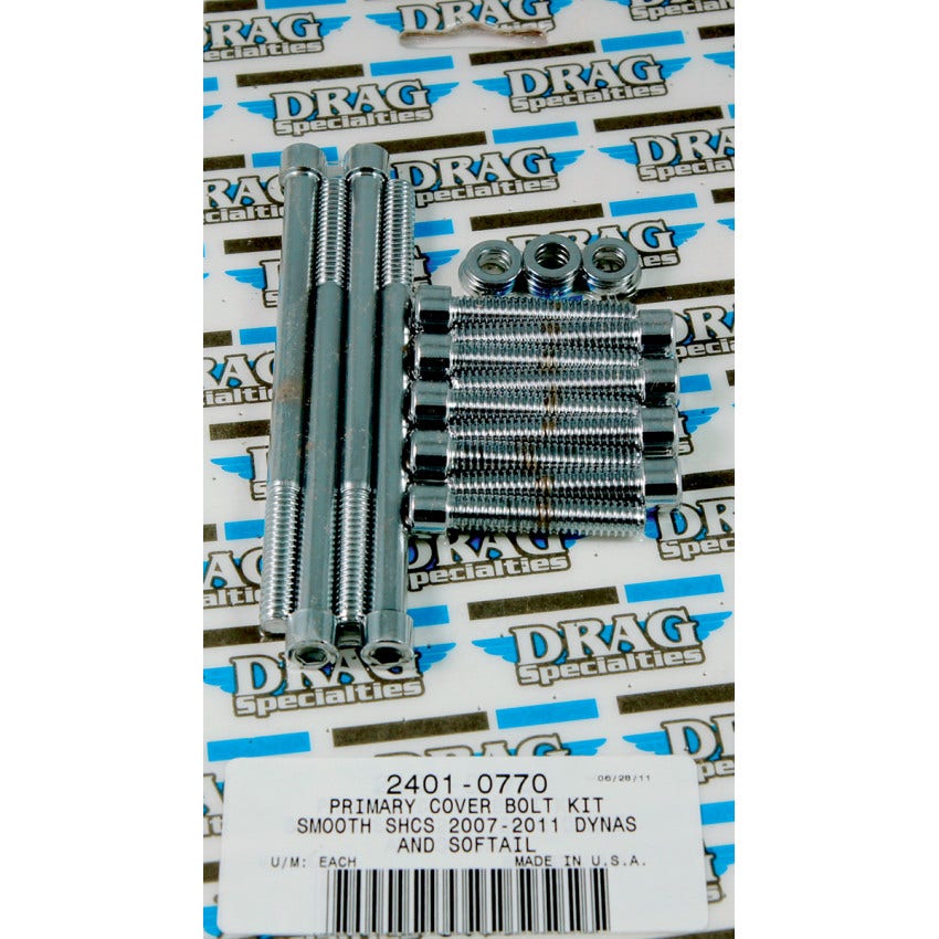 Drag Specialties Chrome Smooth Primary Cover  Bolt Set 4 Harley Big Twin FX