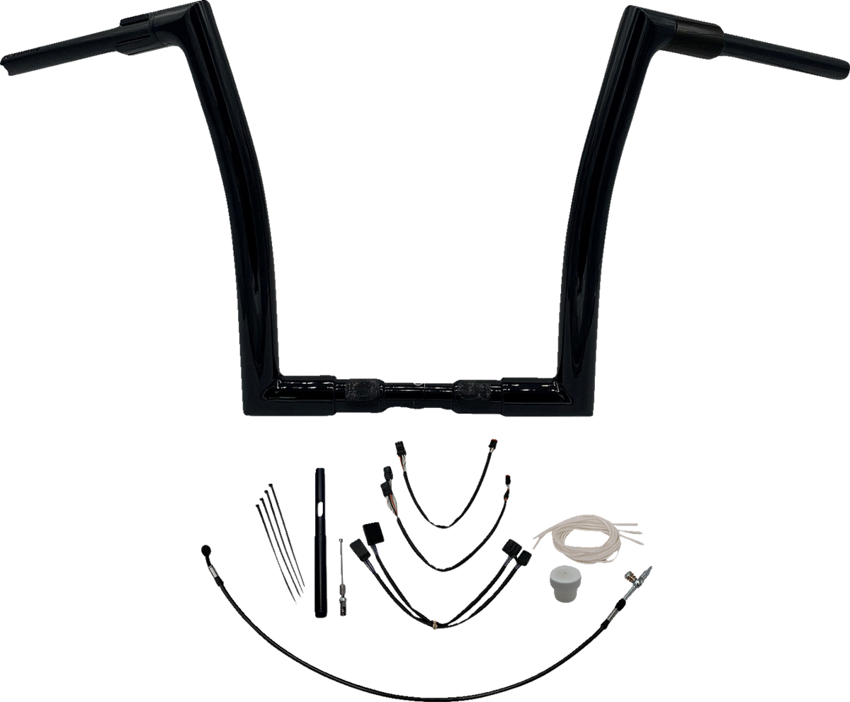 FBI Fat Baggers 1-1/2" EZ Flat Top Handlebar Kits for FLHR '21-'25 - Black / 14"