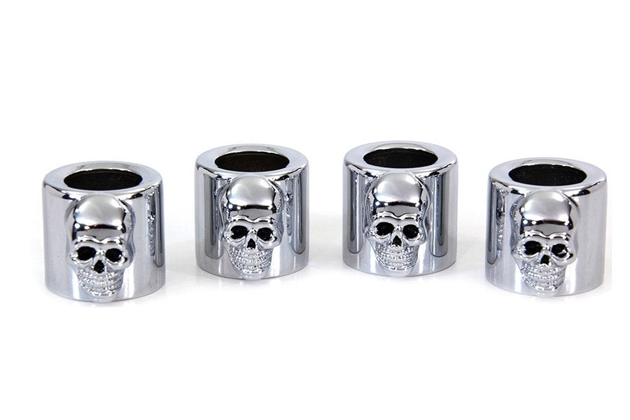 Chrome Pushrod Cover Cup Set 4 Skull Harley 37-9078 36 Up XL FXR FL FX T8