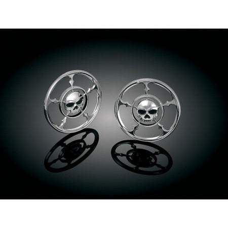 Kuryakyn Chrome Zombie Front Fairing Speaker Grills for Harley FLH/T 96-13 | 3787
