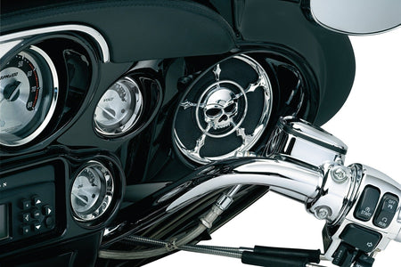 Kuryakyn Chrome Zombie Front Fairing Speaker Grills for Harley FLH/T 96-13 | 3787