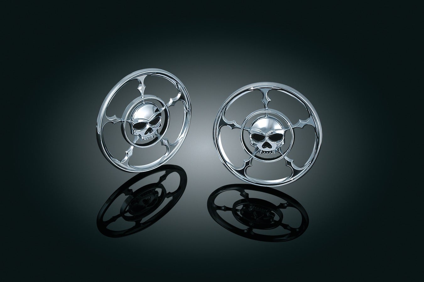 Kuryakyn Chrome Zombie Front Fairing Speaker Grills for Harley FLH/T 96-13 | 3787