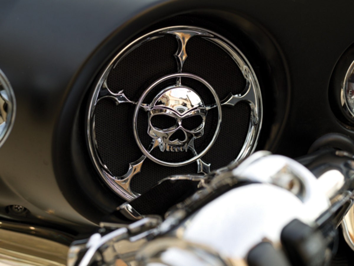 Kuryakyn Chrome Zombie Front Fairing Speaker Grills for Harley FLH/T 96-13 | 3787