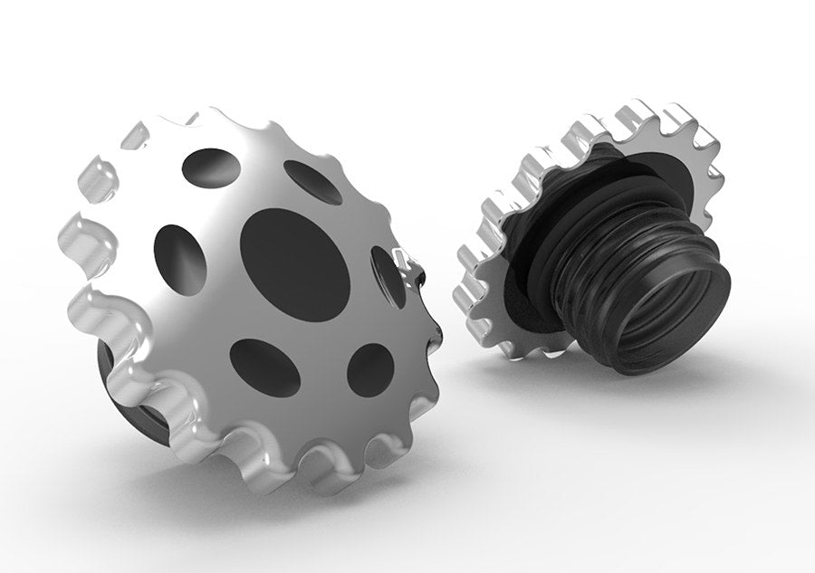 V-Twin 38-0661 Chrome Sprocket Gas Cap Set Non / Vented Harley FX Softail 96-99