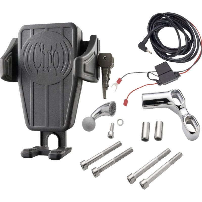 Ciro 55310 Gen 2 Cybercharger® Phone Holder Chrome Perch Mount for Harley & Indian