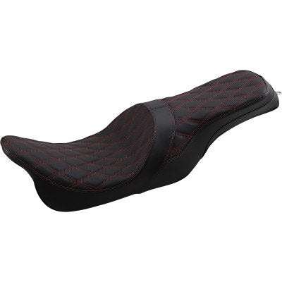 Drag Forward Positioned Predator 2-Up Seat Red Diamond Harley FLH/T 08-Up