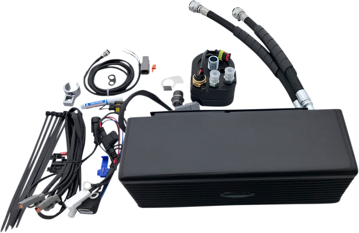 UltraCool DY-1GSS S&S T-Series Below Regulator Mount Oil Cooler Kit with Fan for 1993-2017 Harley-Davidson Dyna - Gloss Black