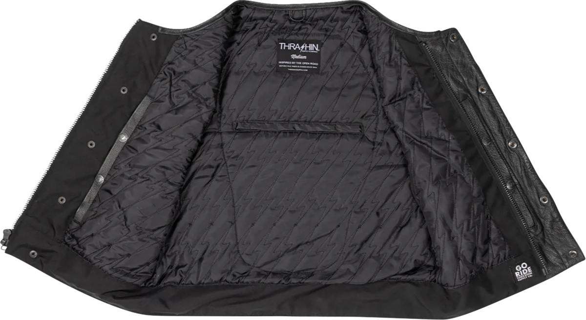 Thrashin Supply Co. Encinal Leather Shorty Riding Vest - Black