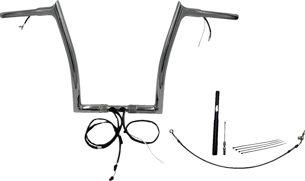 FBI Fat Baggers Wired 1-1/4" Pointed Top Handlebar Kits for 21-23 FLTRXS/ST - Chrome / 14"