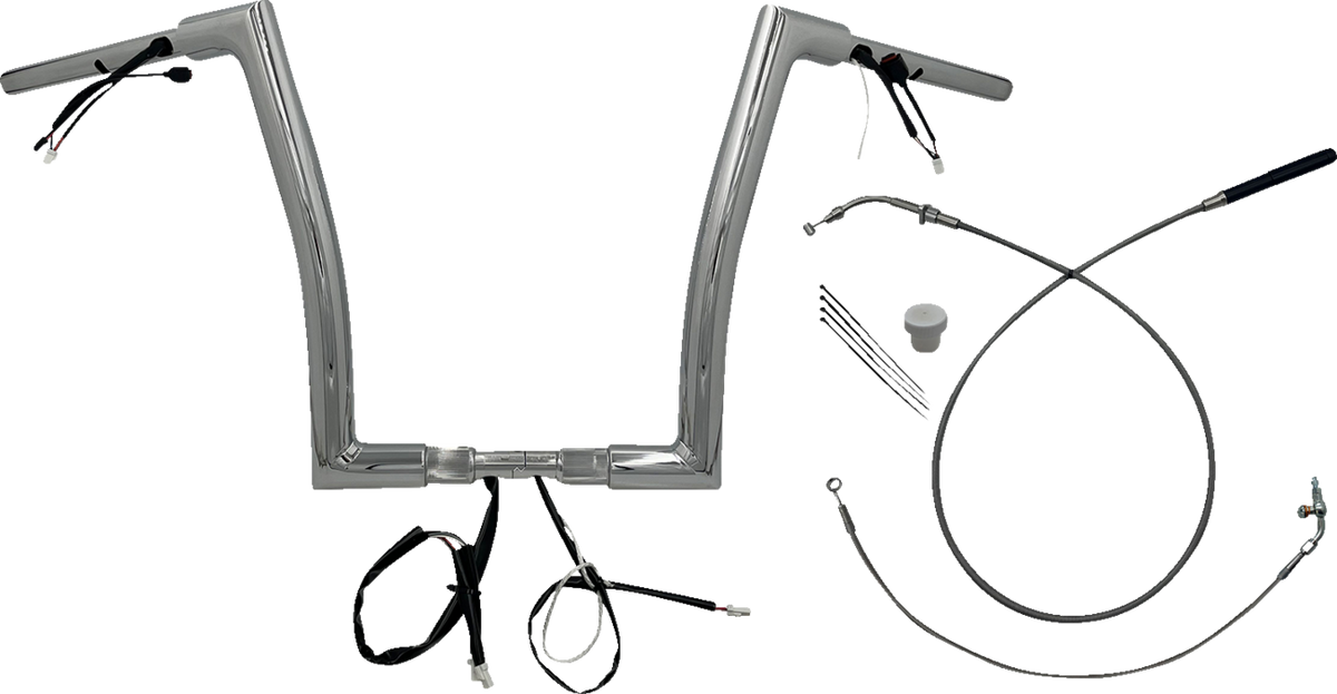 FBI Fat Baggers 1-1/2" EZ Flat Top Pre-Wired Handlebars for FLTR '23-'26 - Chrome / 14"