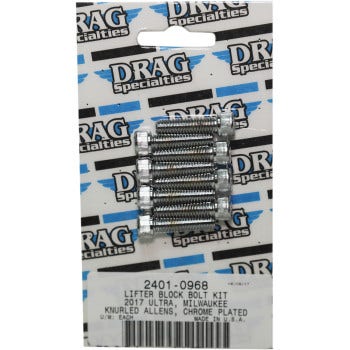 Drag Chrome Knurled M8 Lifter Block Bolt Kit 4 Harley 17-22 M8 Models