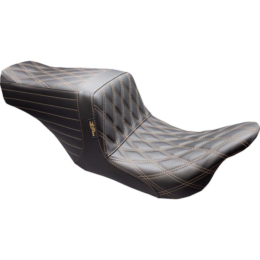 Le Pera Double Diamond W/Chestnut Stitch Tailwhip Up Front Seat Harley 08-24 FL