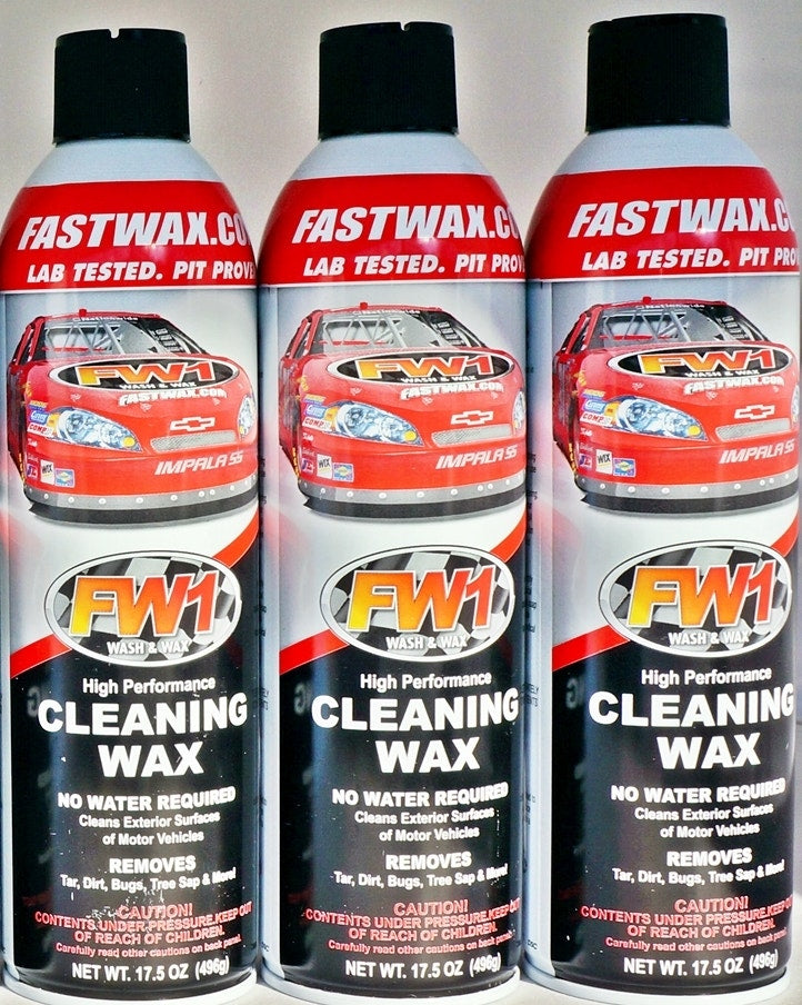 Waterless Wash Carnauba & Wax Fastwax FW1 Spray Can Removes Cleans Tar Dirt Bugs 3 Pack