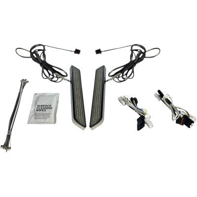 Custom Dynamics LED Front Fork Lightz Smoke Lens Chrome Harley FLH/T 14-Up