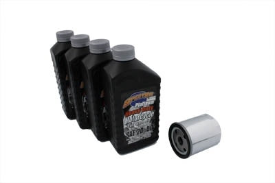 V-Twin 41-0050 Complete Oil Change Kit Chrome Filter Harley Big Twin 80-94