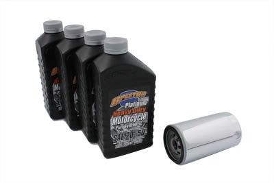 V-Twin 41-0051 Complete Oil Change Kit Chrome Filter Harley FXD Dyna 91-98