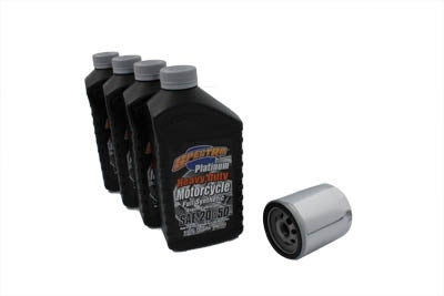 V-Twin 41-0052 Complete Oil Change Kit Chrome Filter Harley Softail Dyna 99-17