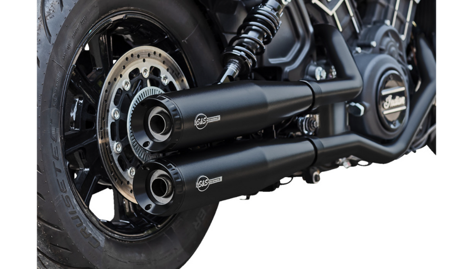S&S Grand National Black Slip-On Mufflers 49 State 4 Harley 19-23 Scout Models