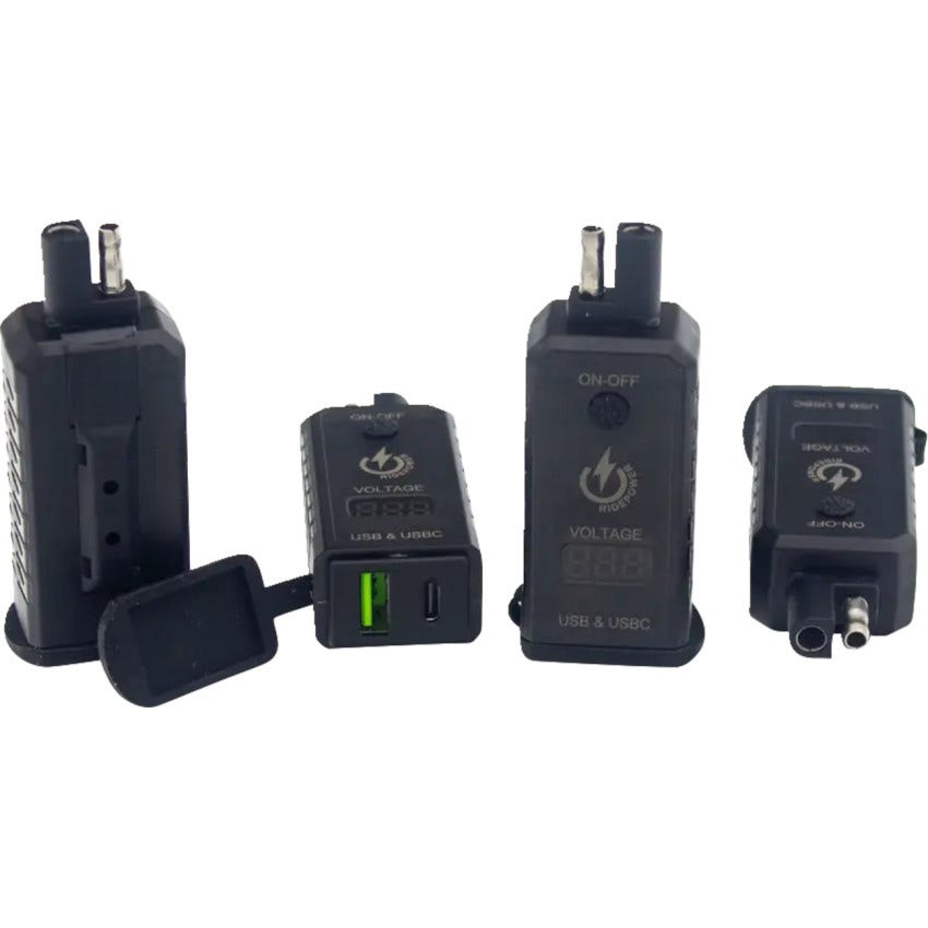 RidePower SAE to USB-C/USB Ports Adapter W/ Digital Voltage Indicator