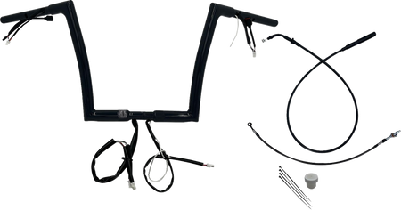 FBI 1-1/4" EZ Flat Top Pre-Wired Handlebars for 24-25 FLTRX, 23-25 FLTRXSE - Black / 12"