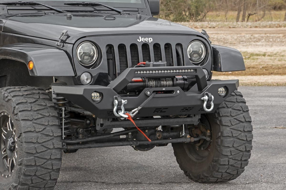 Rough Country 10596 Steel Front LED Winch Bumper for 07-Up Jeep JK JL Gladiator