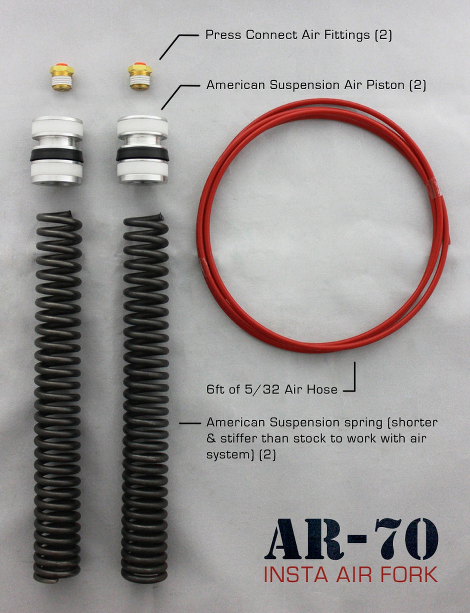 American Suspension AR-70/49S-17 Fork Tube Air Ride Kit 17-Up Harley FL w/ Stock Trees