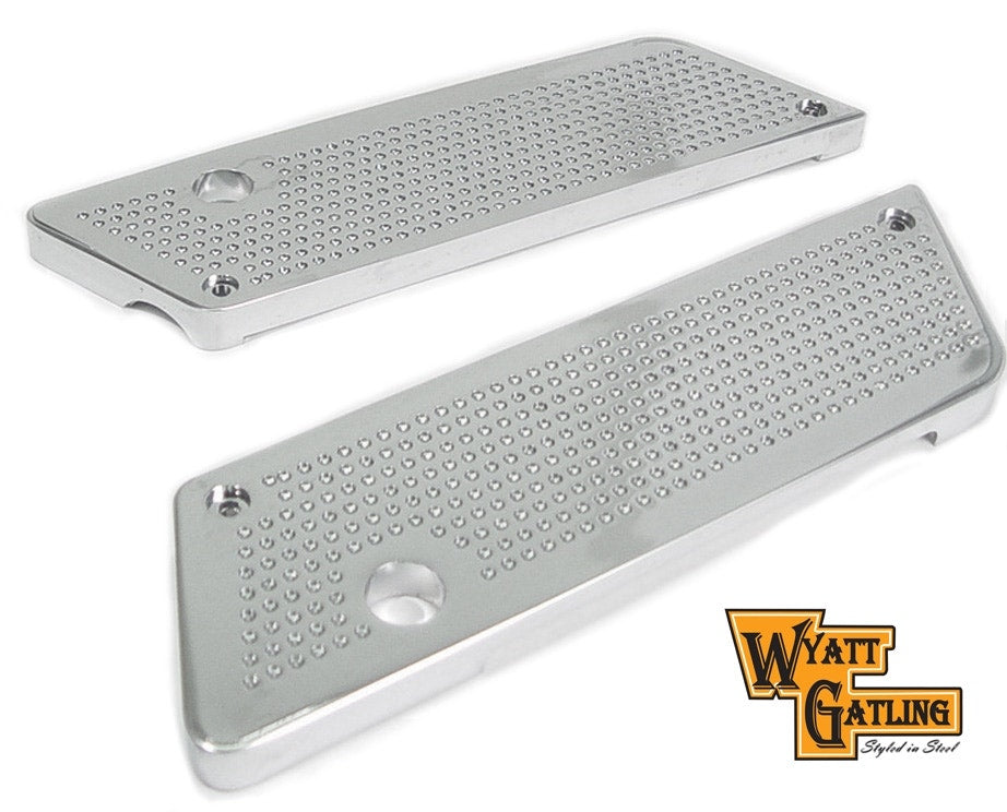V-Twin 42-1111 Wyatt Gatling Chrome Saddlebag Latch Face Plate 93-13 Harley FLT