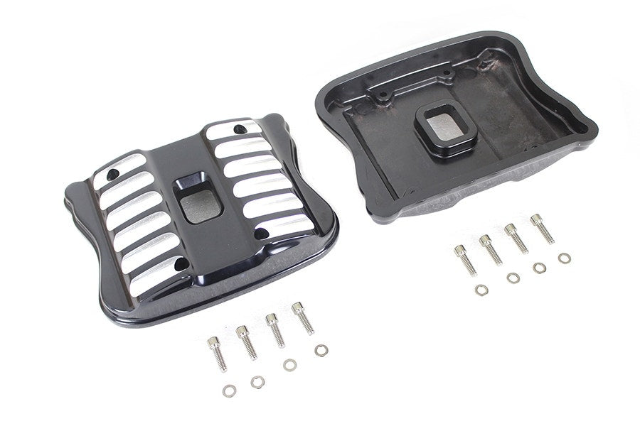 V-Twin 42-1220 Black Accent Rocker Box Cover Set Harley Sportster XL 04-20