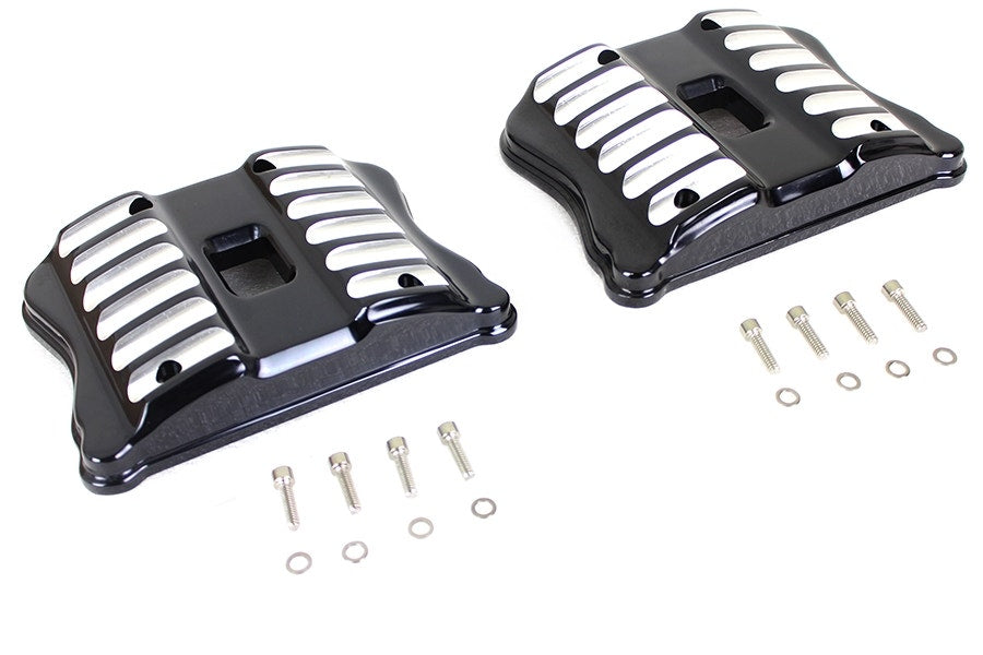 V-Twin 42-1220 Black Accent Rocker Box Cover Set Harley Sportster XL 04-20