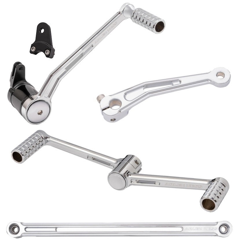 Arlen Ness Chrome SpeedLiner Heel Toe Brake Shift Foot Controls Harley FL 00-07