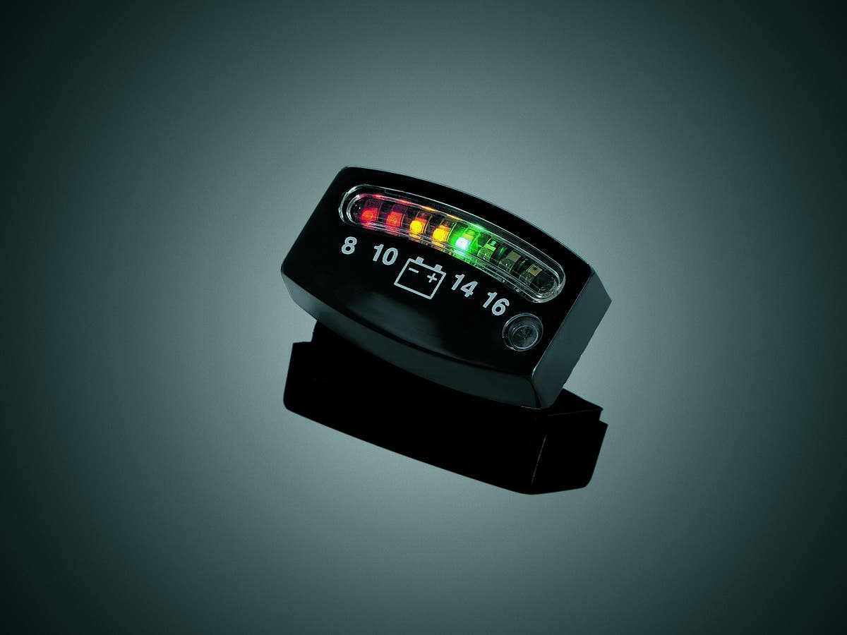 Kuryakyn Black LED 12v Battery Gauge for Harley or Metric Models 4218