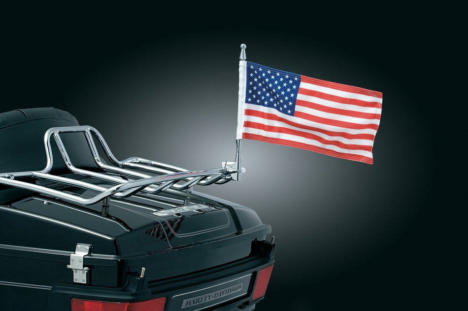 Kuryakyn 4254 Flag Pole w/ 1/2" Bar Vertical Mount Flag for Harley & Metric