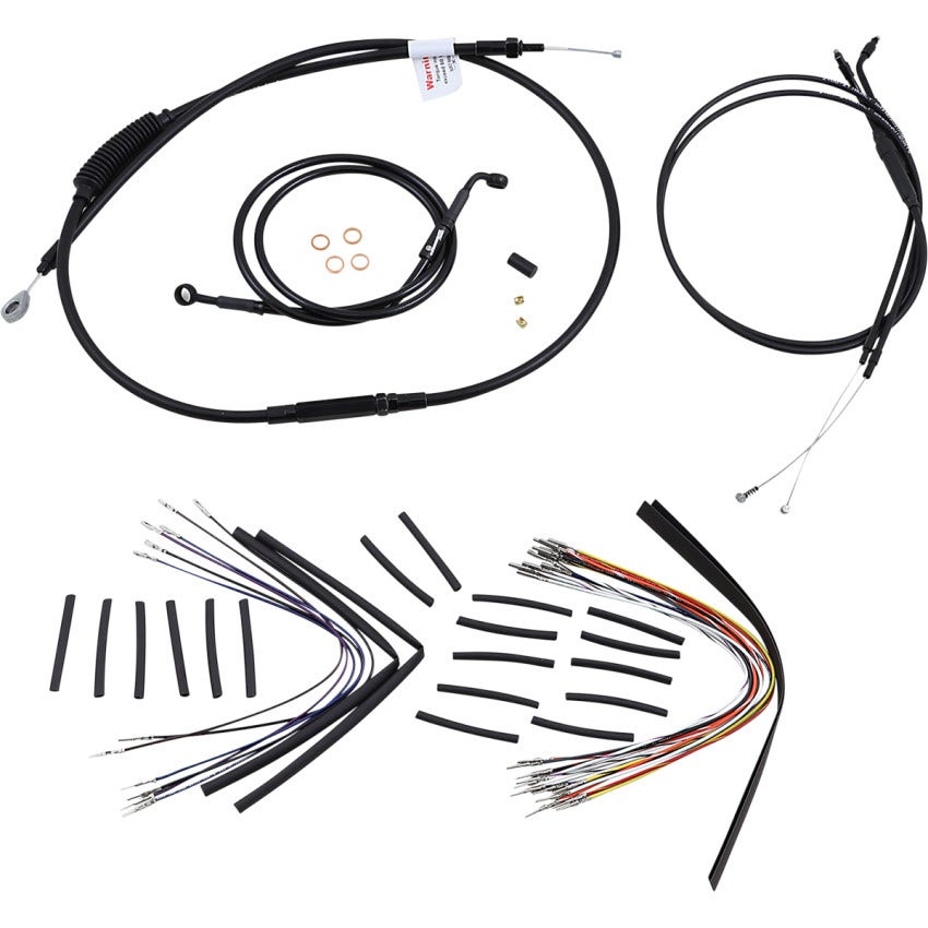 Burly Brand Black Vinyl Jail Bar Handlebar Cable Kit for Harley 04-06 XL