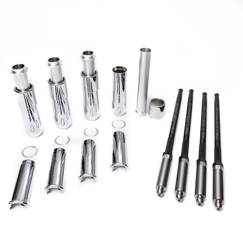 Feuling Quick Install Adjustable Pushrod Kit with Tube Covers for Harley-Davidson Twin Cam