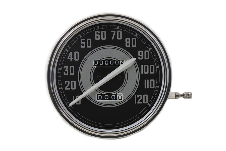 V-Twin 39-0427 Stainless Replica 2:1 Speedometer w/ Glass Lens Harley FL 40-45