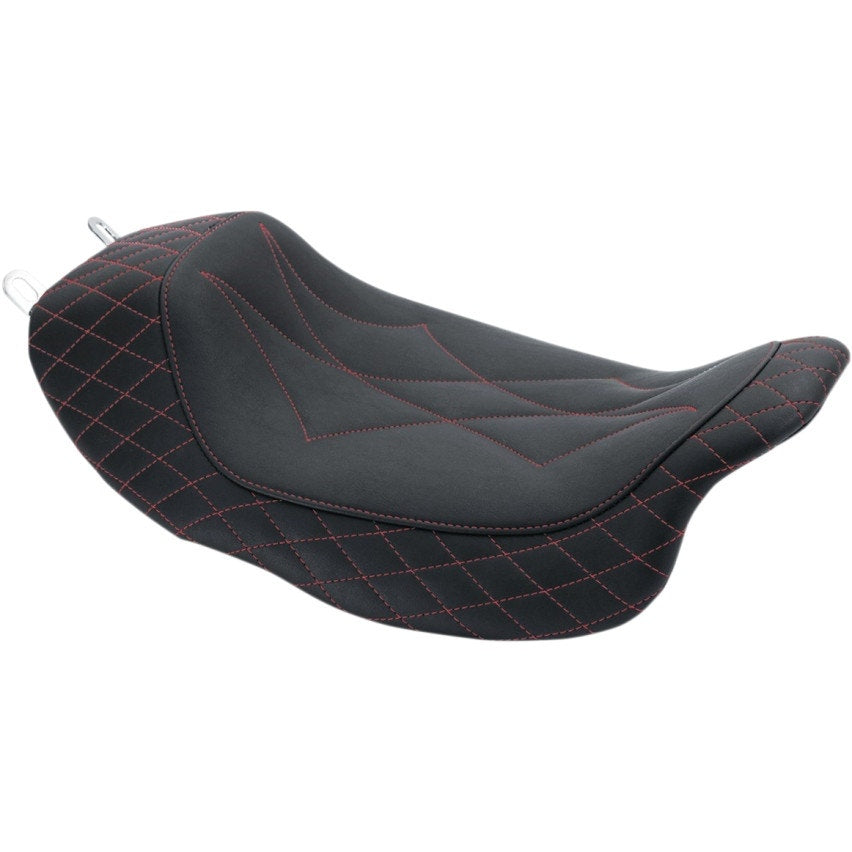 Mustang 75130AB Blk/Red Diamond Stitch Revere Journey Solo Seat H-D FLH/T 08-Up