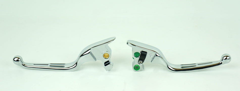 Mid USA Chrome Slotted Levers 15-17 Harley Softail w/ Cable Clutch Repl. 36700104