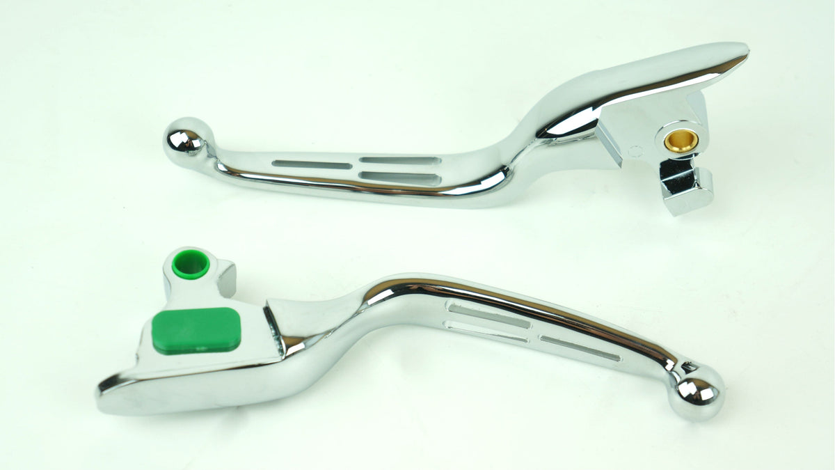 Mid USA Chrome Slotted Levers 15-17 Harley Softail w/ Cable Clutch Repl. 36700104