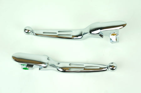 Mid USA Chrome Slotted Levers 15-17 Harley Softail w/ Cable Clutch Repl. 36700104