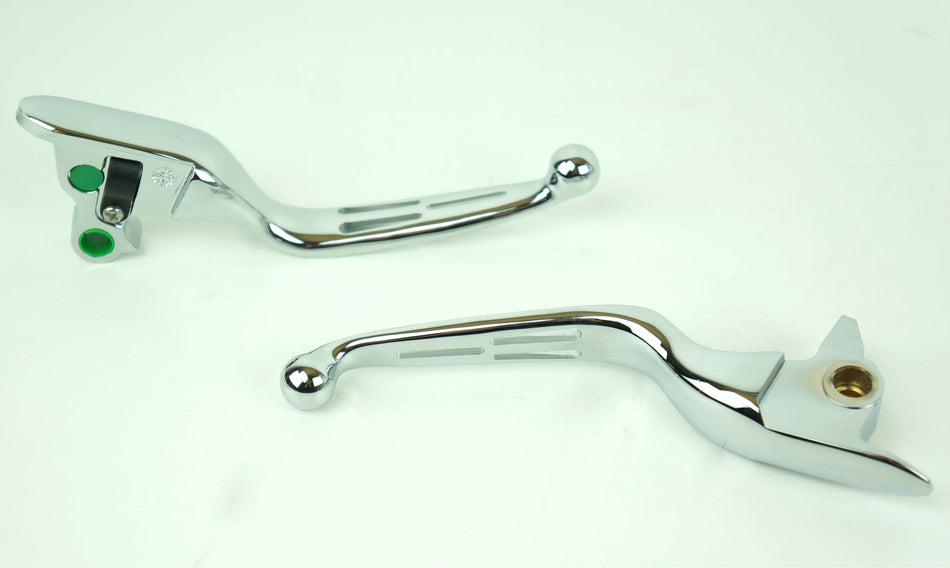 Mid USA Chrome Slotted Levers 15-17 Harley Softail w/ Cable Clutch Repl. 36700104