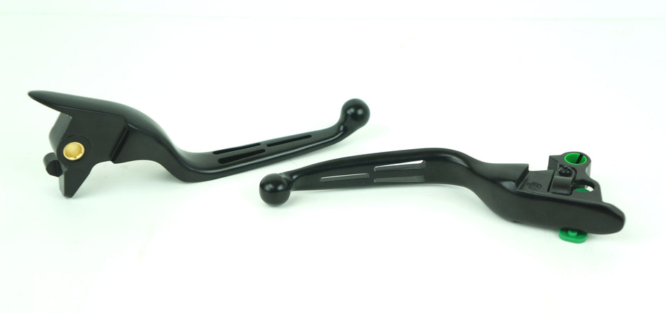 Mid USA Black Slotted Levers 15-17 Harley Softail w/ Cable Clutch Repl. 36700104