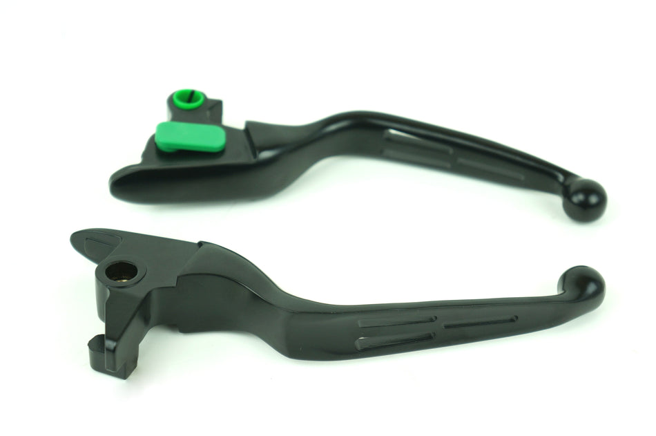 Mid USA Black Slotted Levers 15-17 Harley Softail w/ Cable Clutch Repl. 36700104