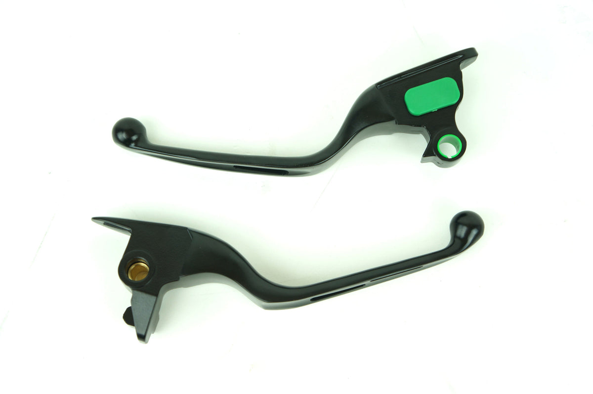 Mid USA Black Slotted Levers 15-17 Harley Softail w/ Cable Clutch Repl. 36700104