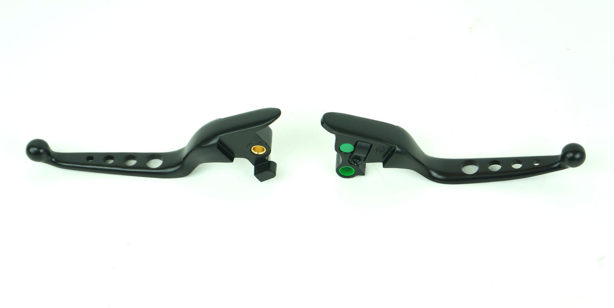 Mid USA Black 4-Hole Levers 15-17 Harley Softail w/ Cable Clutch Repl. 36700104