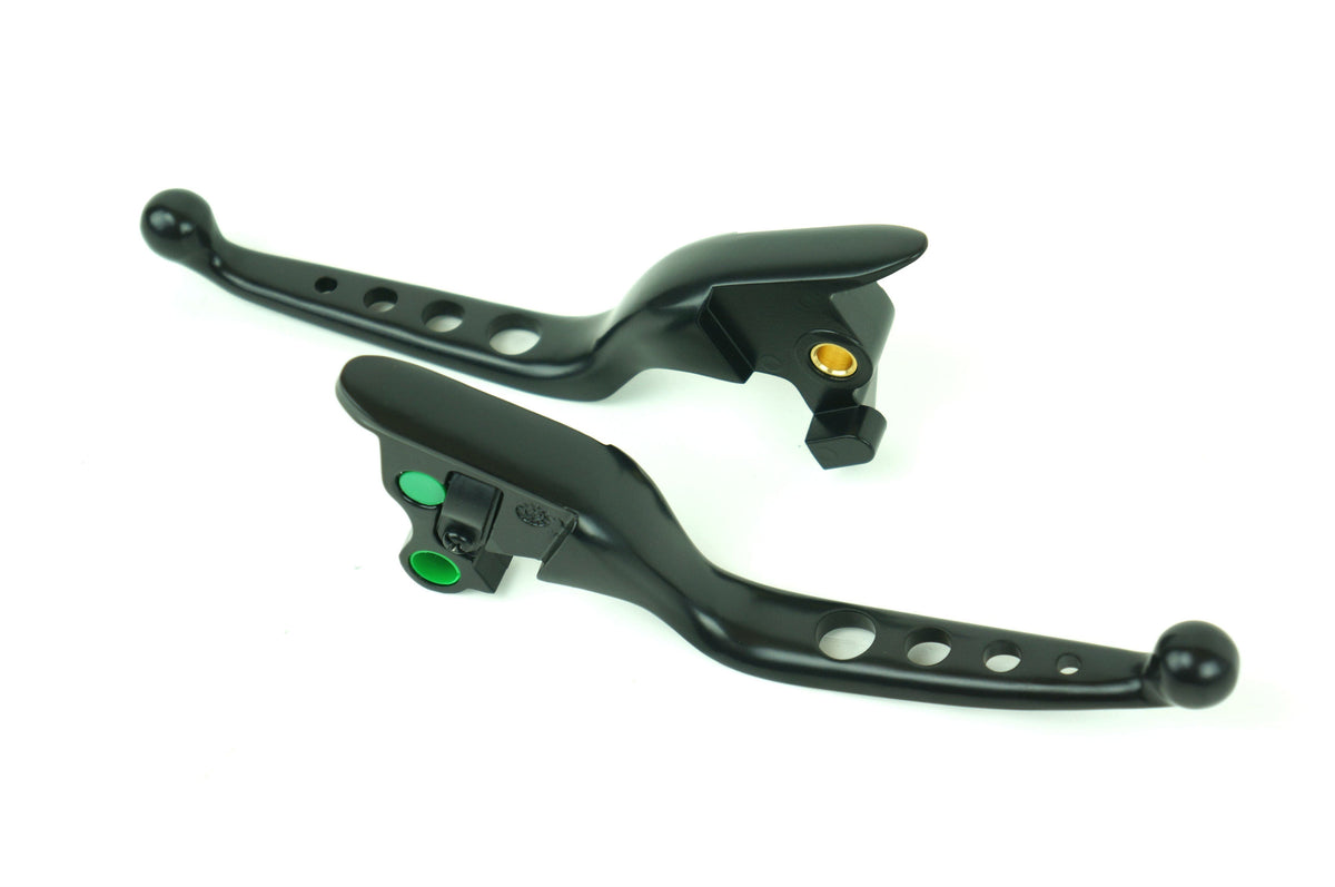 Mid USA Black 4-Hole Levers 15-17 Harley Softail w/ Cable Clutch Repl. 36700104